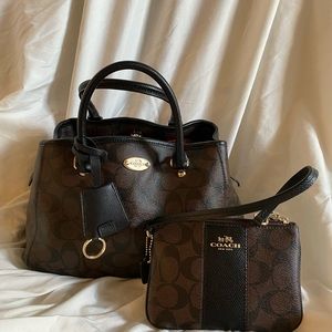 Coach Signature Purse and Coordinating Wristlet